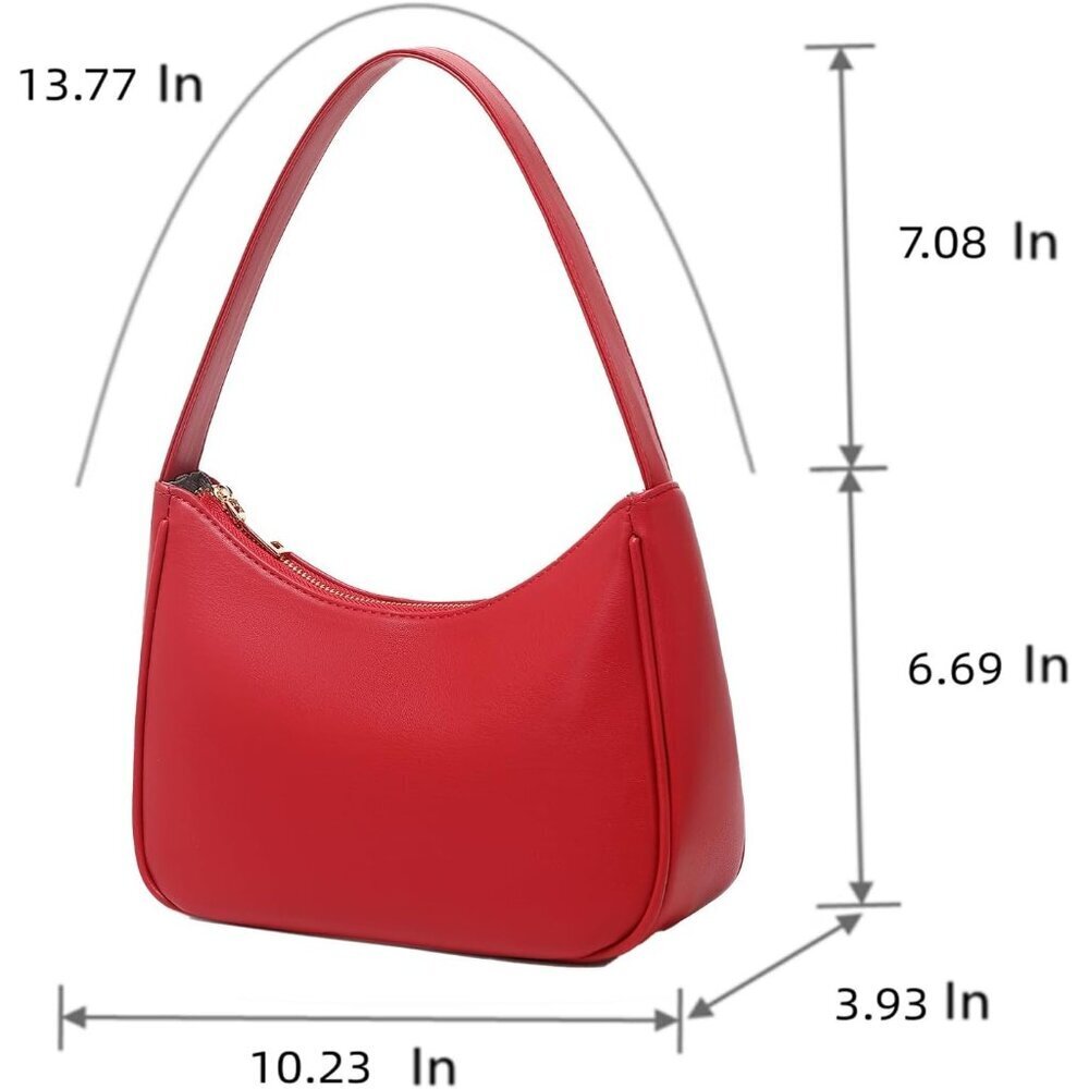 Women Red Imported Polyester Pu Leather Zipper Closure Cute Mini Tote Handbag - Picture 5 of 6